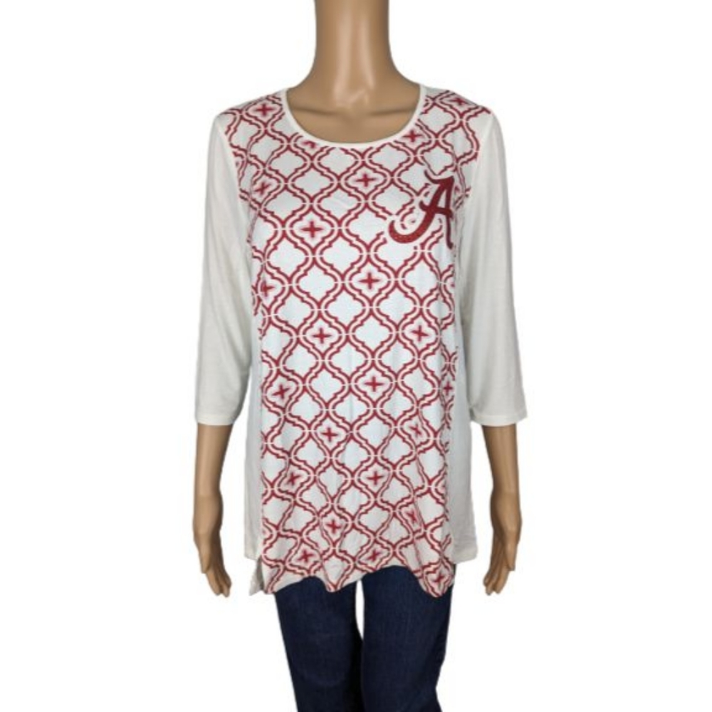 Fanatics Alabama Crimson Tide Missy Front Panel Print 3/4-Sleeve Shirt S